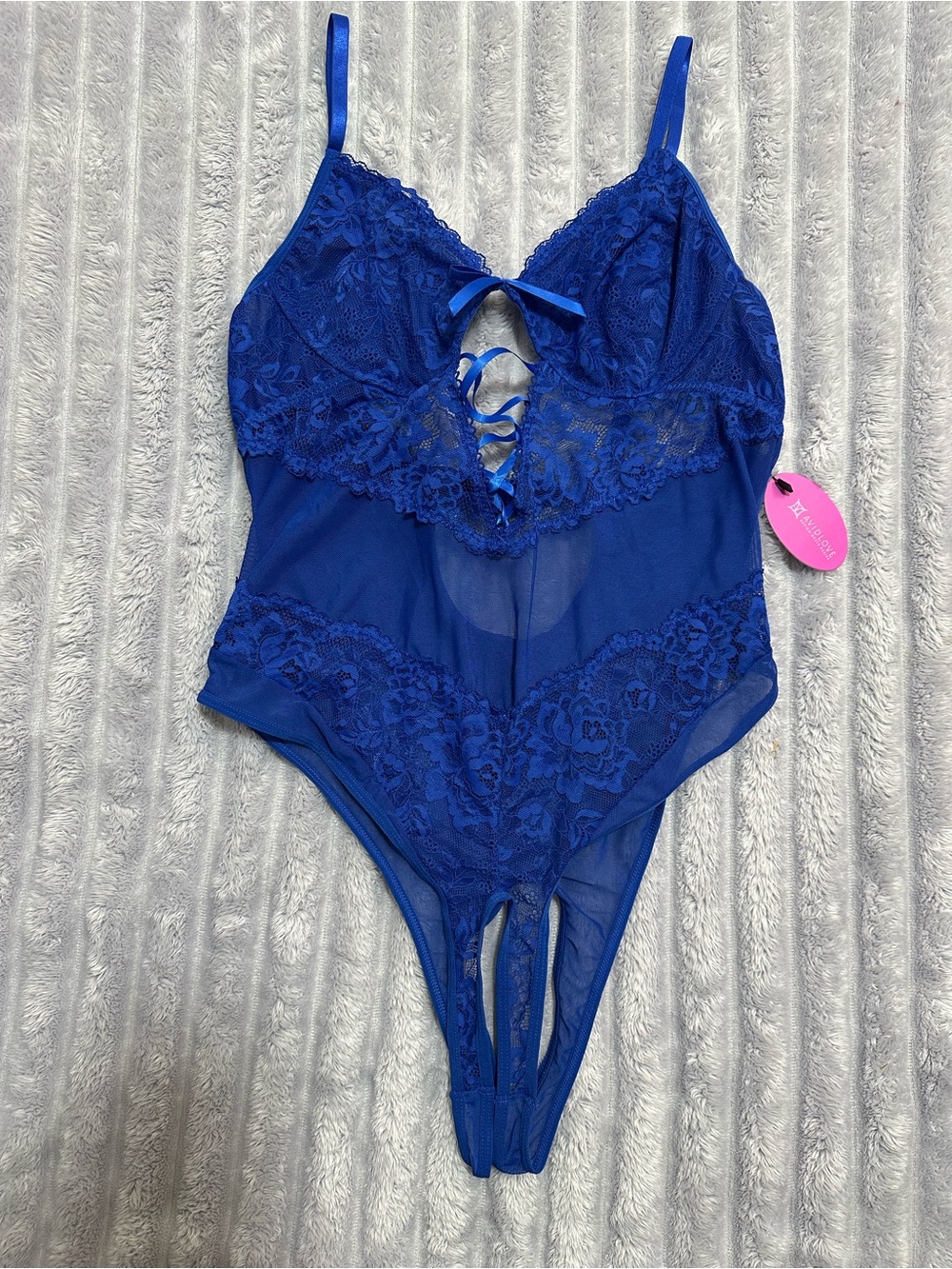 Royal Blue Lace Cutout Teddy Bodysuit - Women Intimates & Sleepwear
